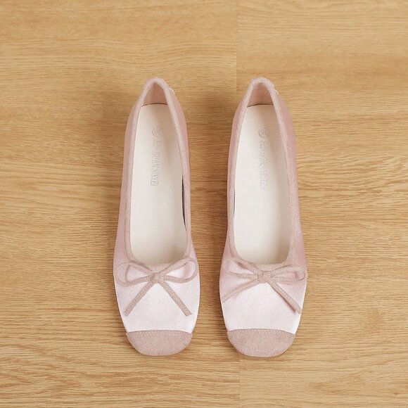 Pink Basics Women's Square Toe Chunky Heel Shoes - Picture 3 of 8